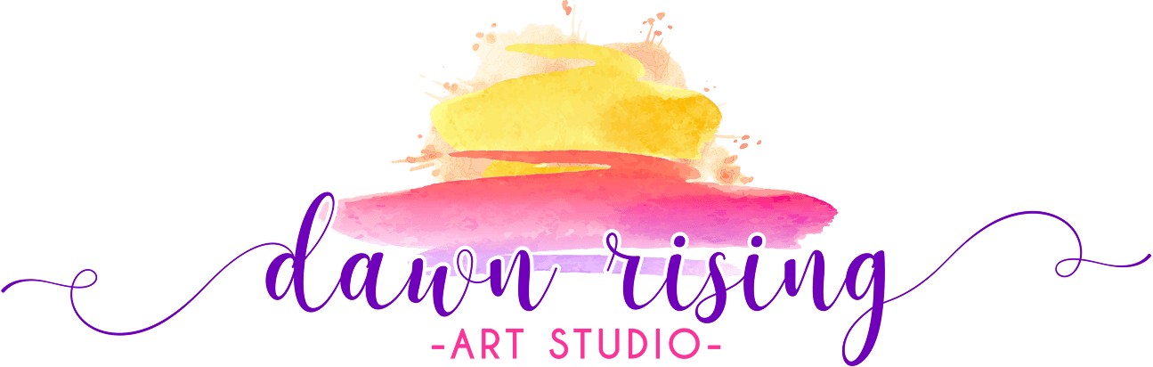 Dawn Rising Art Studio logo with sunrise.